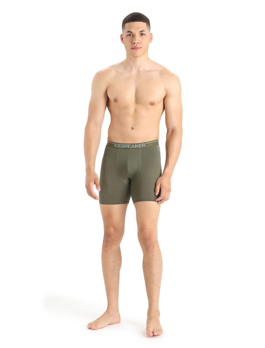 Sous Vêtement Icebreaker Merino Anatomica Long Boxers Homme Vert Olive | FR 1284YXFU